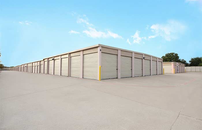 Tall drive-up storage units with easy access.