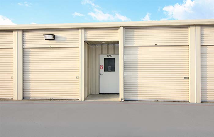 Entrance to indoor climate controlled storage units.