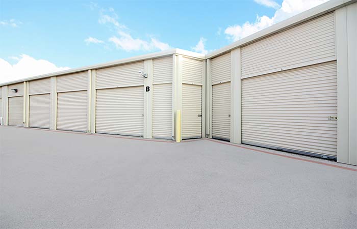 Large and small drive-up storage units with easy access.