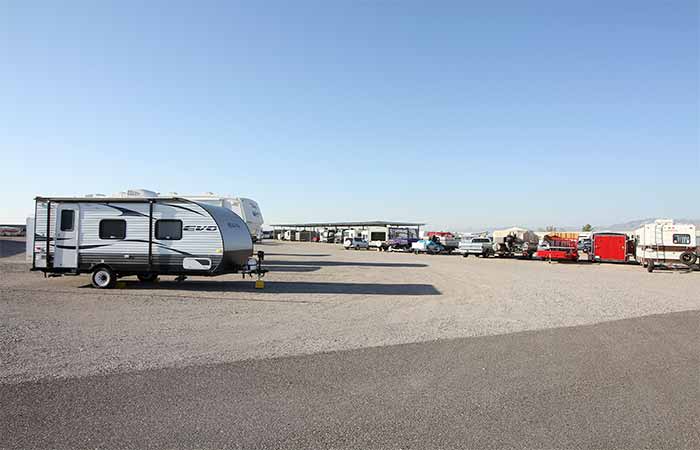 Uncovered storage parking for RV's, boats, trailer, and more.