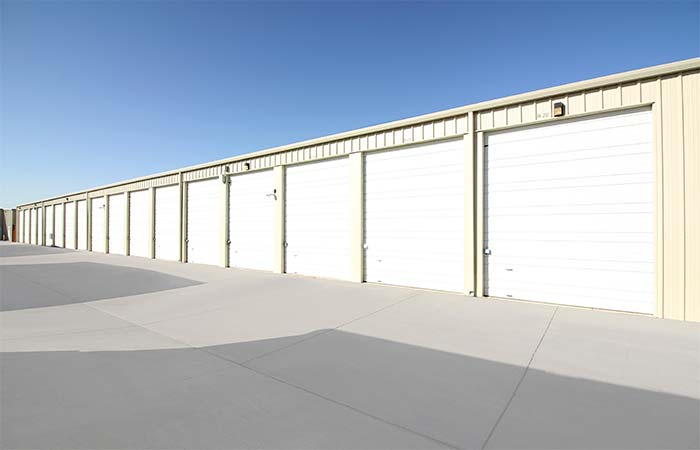 Extra tall drive-up storage units with easy access.