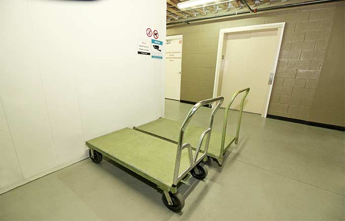 Moving carts for ease of loading and unloading storage items.