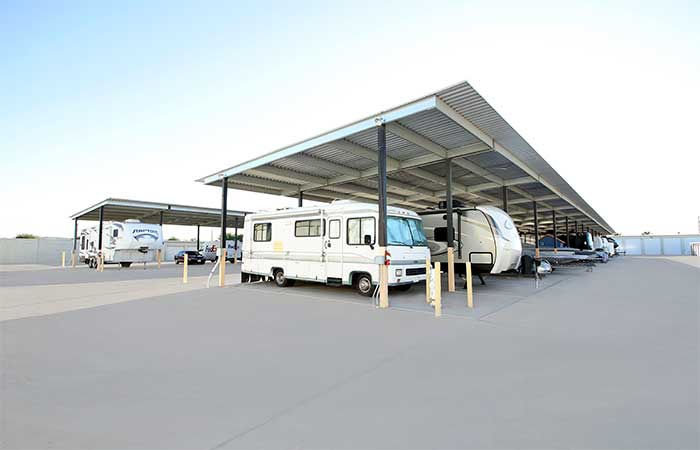 Covered parking spaces for RVs, autos, boats, and more.