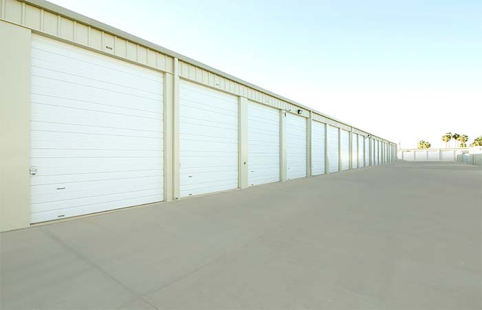 Tall drive-up storage units with easy access.