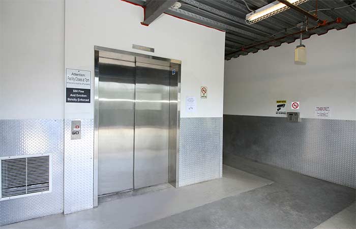 Indoor elevator access to storage units.