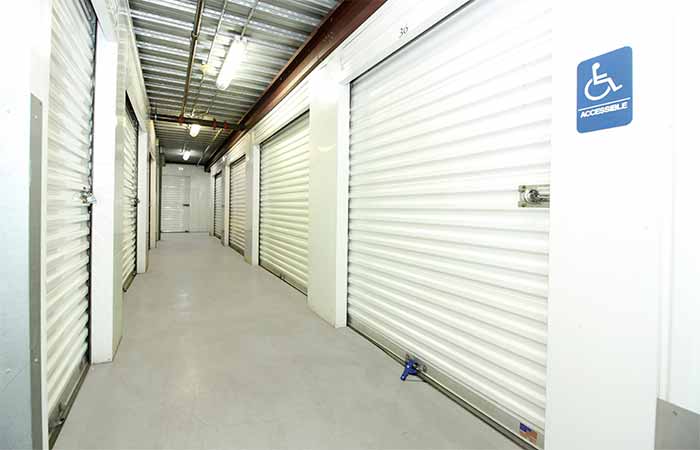 Accessible storage unit with roll-up door.