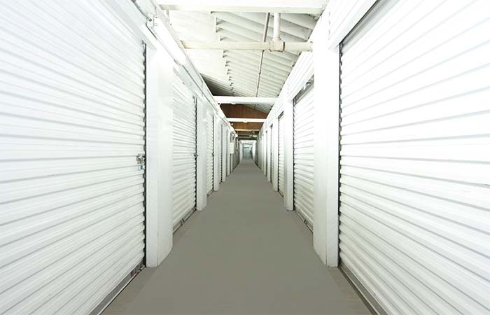 Indoor storage units with easy access and roll-up doors.