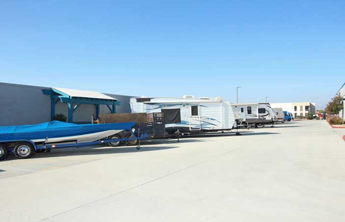 Paved RV, boat, and trailer parking spaces.