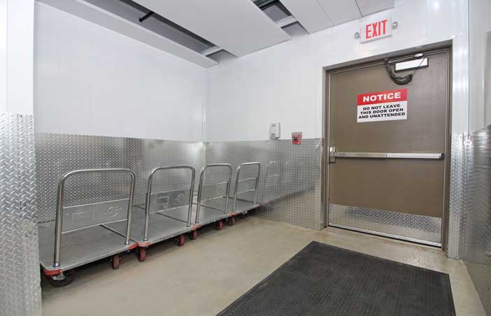 Complimentary moving carts available for ease of loading and unloading storage units.