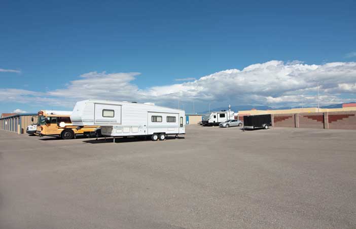 Paved parking spaces for RV storage.