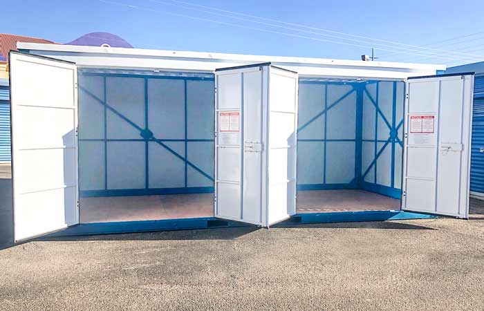 portable units with wide swing doors