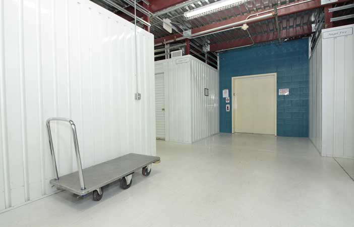 Complimentary moving cart for ease of loading and unloading storage.