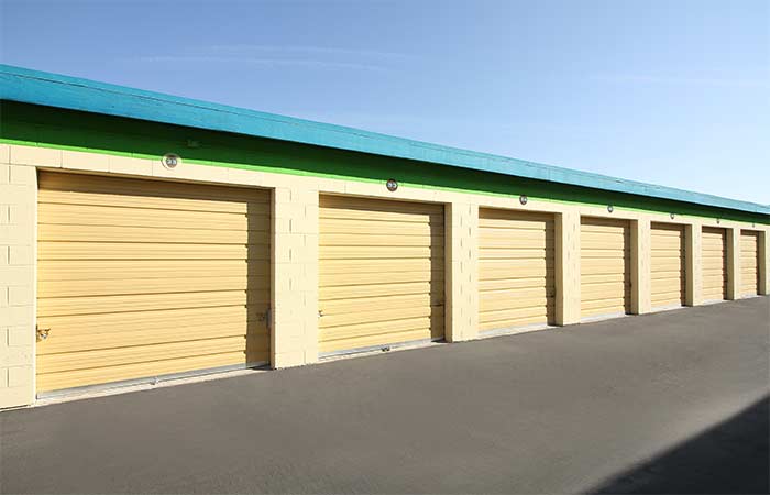 Drive-up units with roll-up doors for easy access.