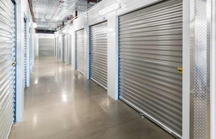 Climate controlled storage units with roll-up doors.