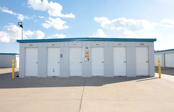 Accessible drive-up storage units with easy access.
