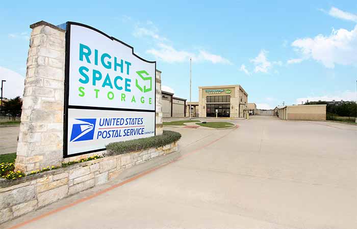 RightSpace Storage parking lot and facility entrance.