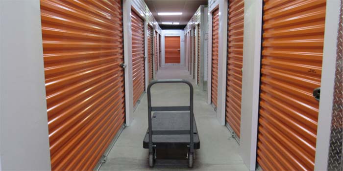 Indoor push carts for ease of loading and unloading storage items.