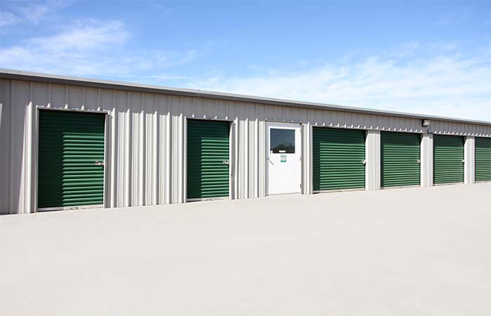 Entrance door to climate controlled, indoor storage units.